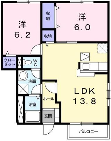 ウイング宮津Bの間取り