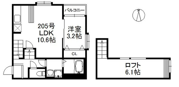 福岡市西区姪の浜のアパートの間取り