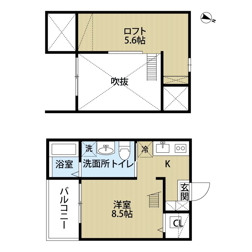 名古屋市千種区汁谷町のアパートの間取り