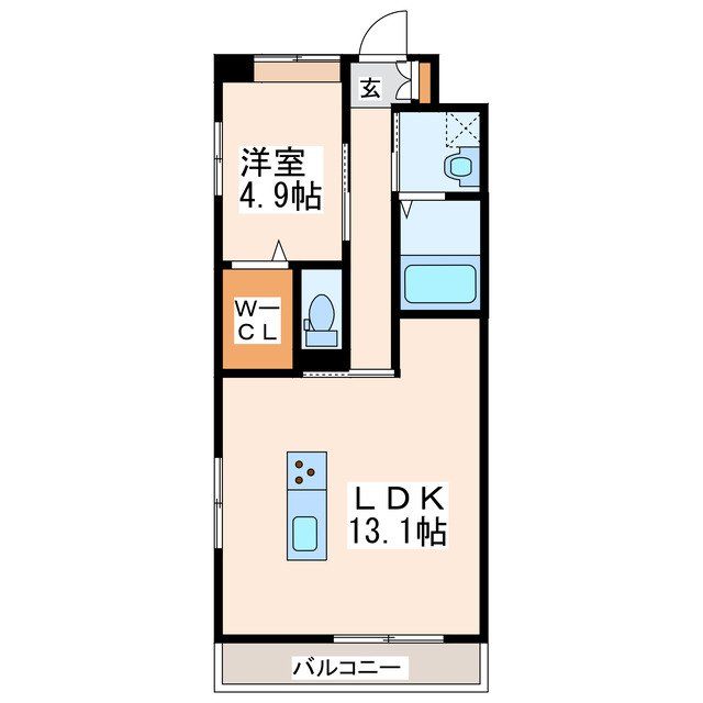 熊本市中央区黒髪のアパートの間取り