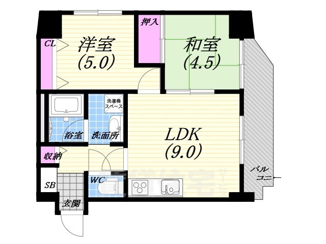 芦屋市西山町のマンションの間取り