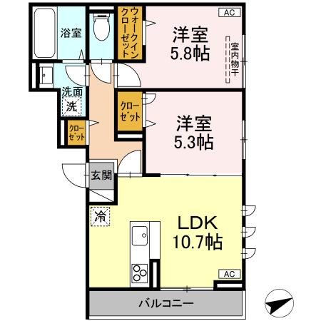 福山市川口町のアパートの間取り