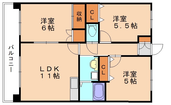 古賀市花見南のマンションの間取り