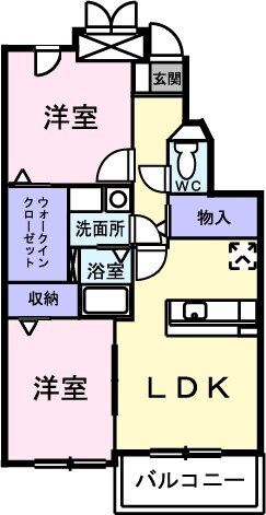 甲府市東光寺のマンションの間取り