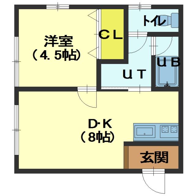 函館市亀田本町のアパートの間取り