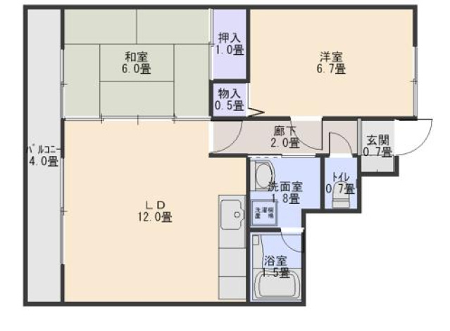 広島市東区牛田本町のマンションの間取り