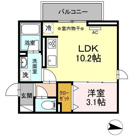 宇都宮市御幸本町のアパートの間取り