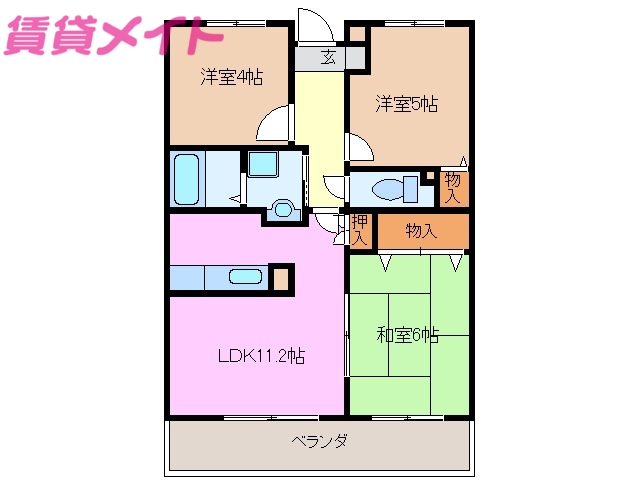 松阪市末広町のマンションの間取り