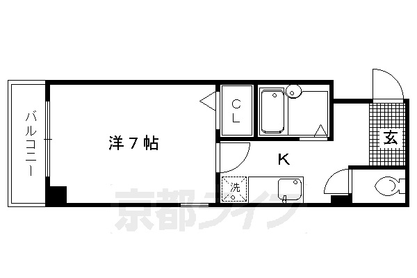 京都市北区衣笠高橋町のマンションの間取り