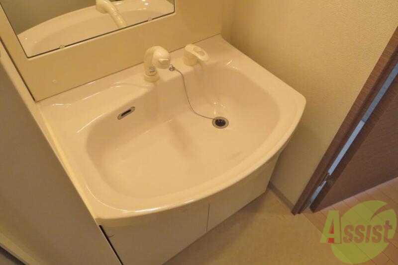 洗面設備　シャワー付洗面化粧台も付いてます。お風呂と別に付いてます