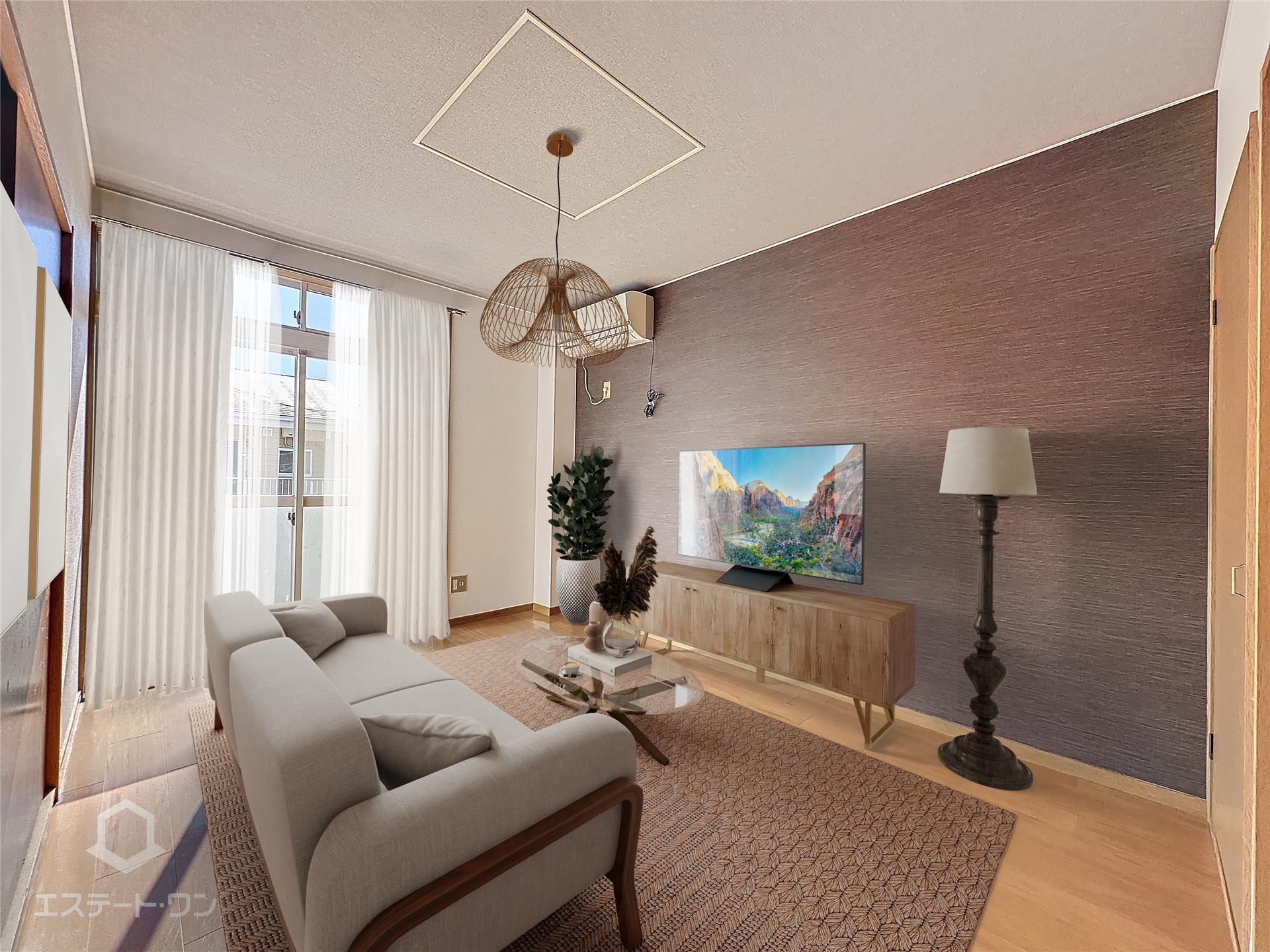 居室・リビング　アクセントクロスが映える室内です♪