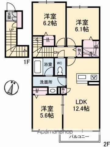 ＪＲ山陽本線 西阿知駅 徒歩13分 2階建 築6年の間取り写真