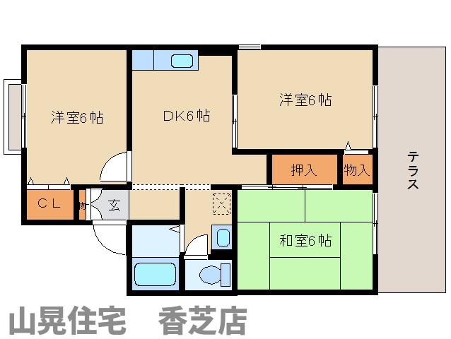 香芝市磯壁のアパートの間取り