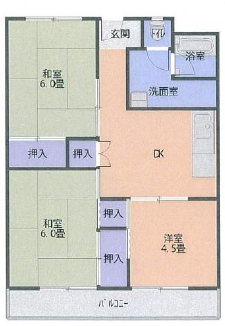 洛西北福西市営住宅の間取り