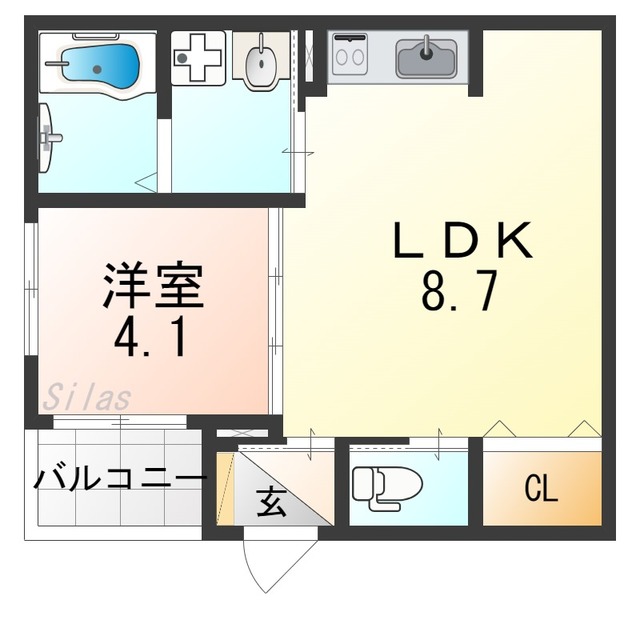 泉佐野市高松北のアパートの間取り