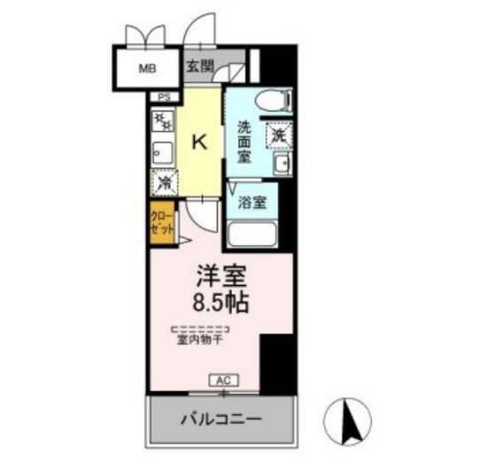 岡山市北区大学町のマンションの間取り