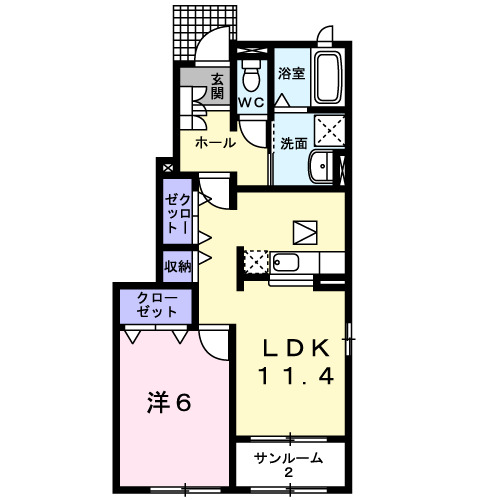 【氷見市窪のアパートの間取り】