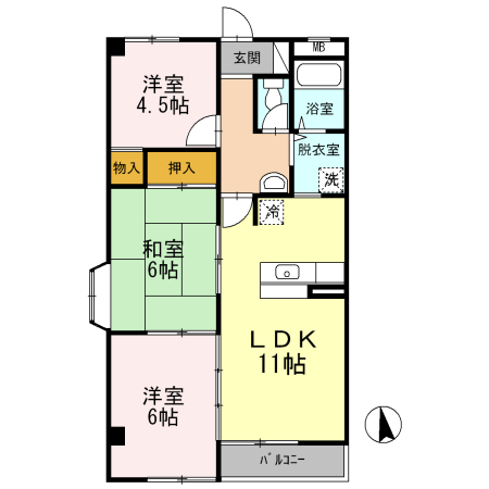 加西市北条町古坂のアパートの間取り