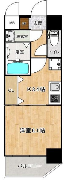 【神戸市中央区大日通のマンションの間取り】