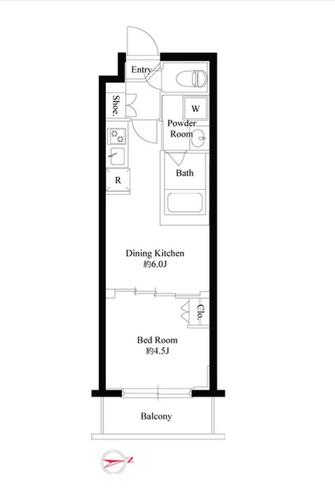 新宿区大京町のマンションの間取り