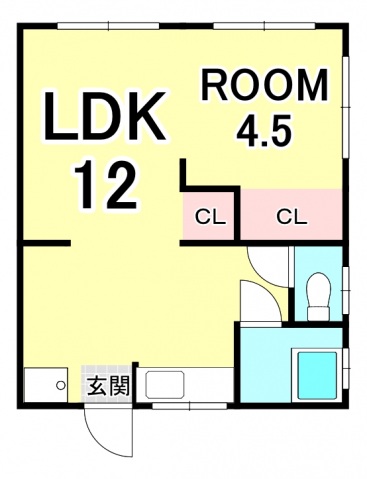 安芸郡府中町桜ケ丘のアパートの間取り