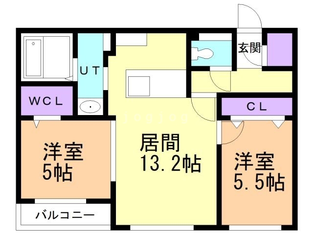 札幌市豊平区中の島二条のマンションの間取り