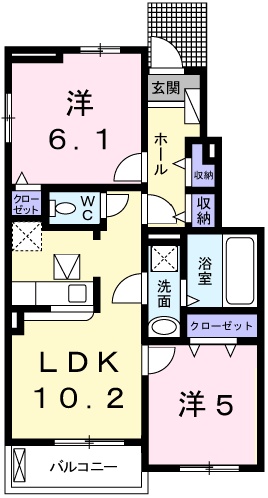 姫路市花田町上原田のアパートの間取り