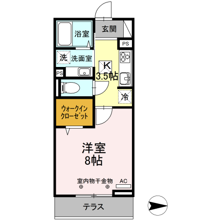 久留米市田主丸町鷹取のアパートの間取り