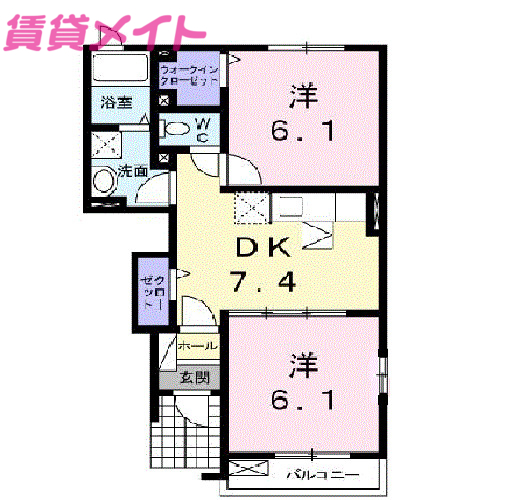 津市香良洲町のアパートの間取り