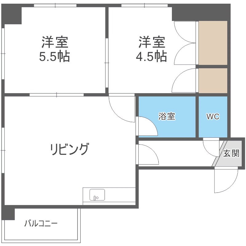 札幌市豊平区中の島一条のマンションの間取り