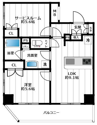 【川崎市川崎区大島のマンションの間取り】