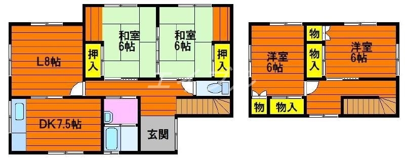 【倉敷市中庄戸建ての間取り】