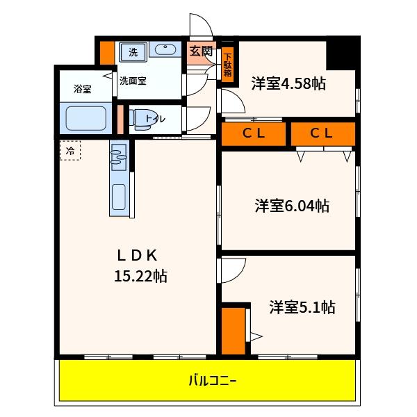 日野市新町のマンションの間取り