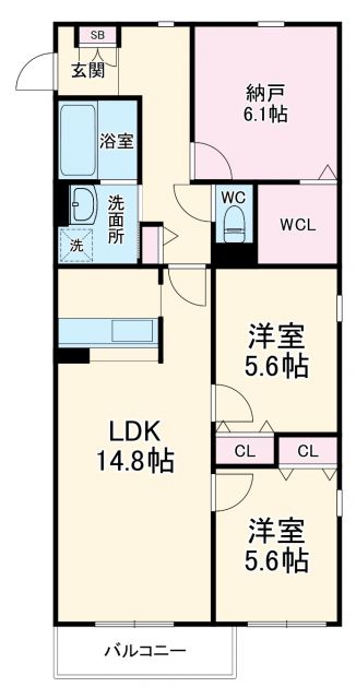 鈴鹿市岸岡町のマンションの間取り