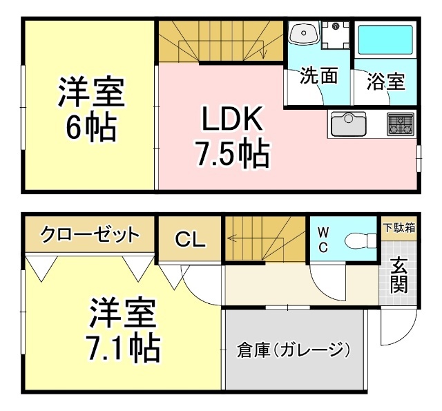 北九州市小倉北区三萩野のアパートの間取り