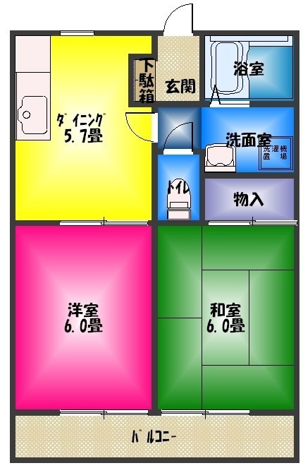 ファミールハイツC　長泉町賃貸アパートの間取り