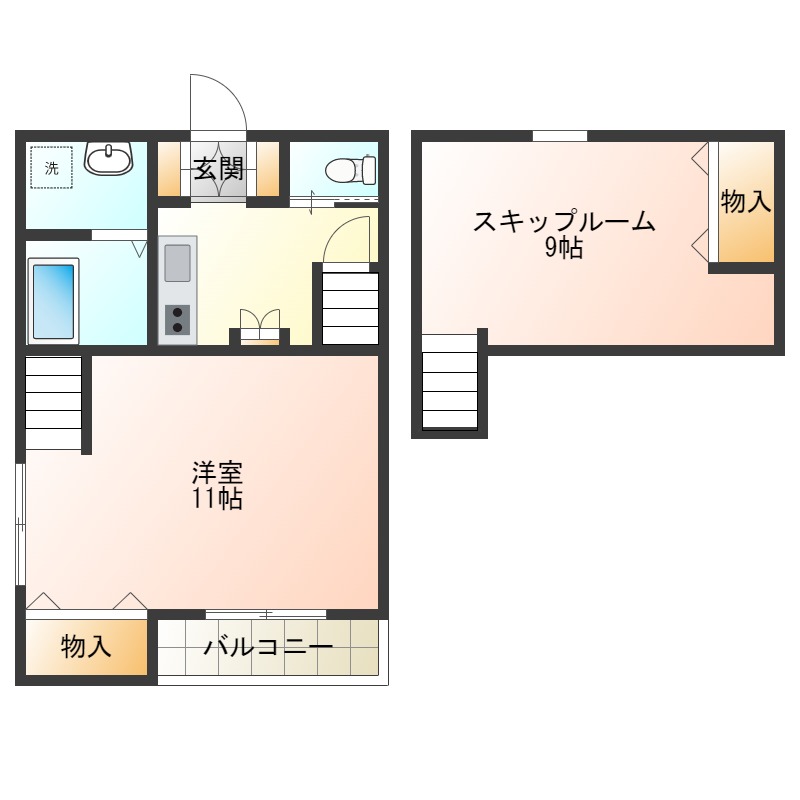 【徳島市南佐古八番町のアパートの間取り】