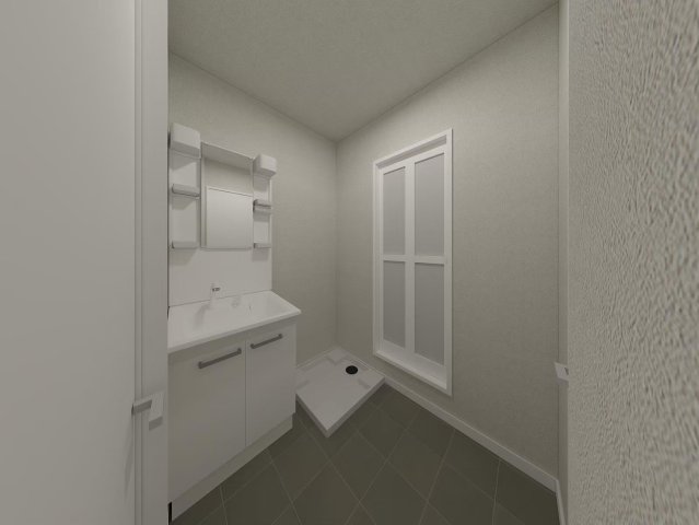 洗面設備　実際の間取り・寸法から作成したイメージパースです。 独立の洗