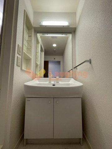 洗面設備　ゆったりとスペースのある洗面所