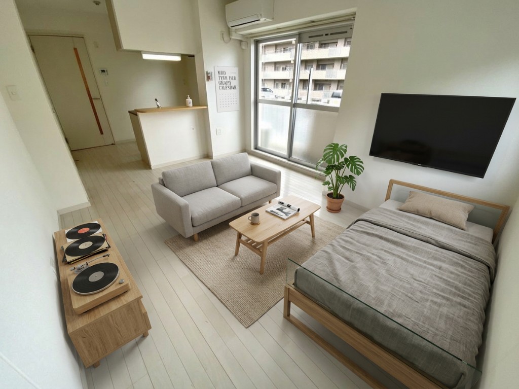 居室・リビング　☆家具家電ＡＩ生成☆白床☆角部屋☆