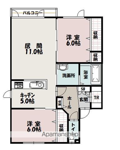 グランビュー5.4 Aの間取り写真