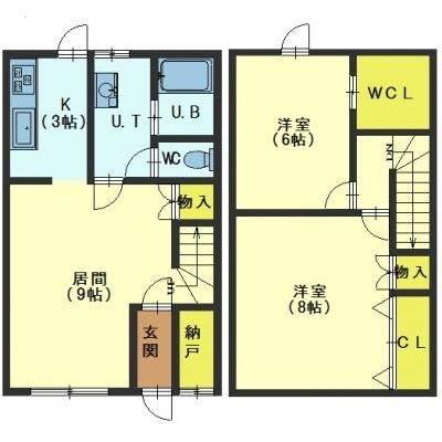 函館市桔梗のアパートの間取り