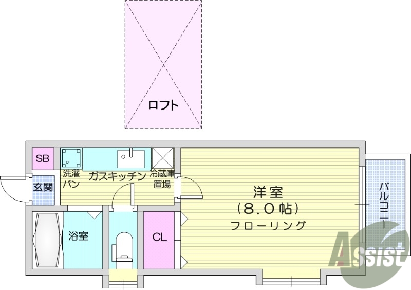 仙台市青葉区栗生のアパートの間取り