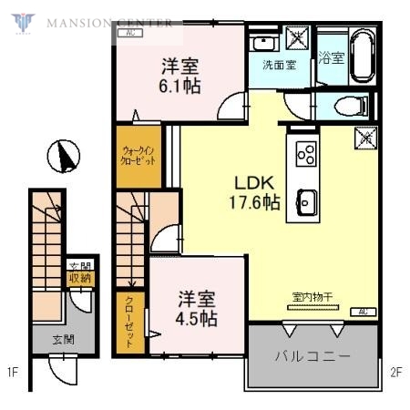 新潟市東区中興野のアパートの間取り