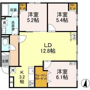 札幌市東区北二十条東のマンションの間取り