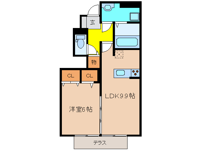 神戸市北区山田町下谷上のアパートの間取り