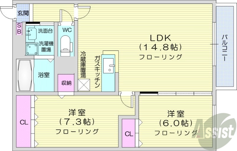 LEE SPACE北18条Aの間取り