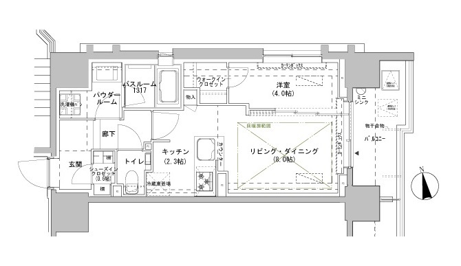 新宿区南山伏町のマンションの間取り