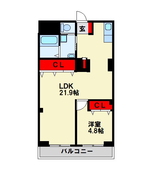 北九州市小倉北区田町のマンションの間取り