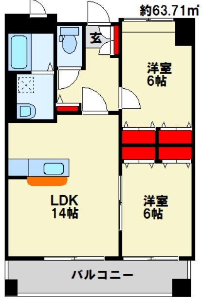 北九州市戸畑区正津町のマンションの間取り